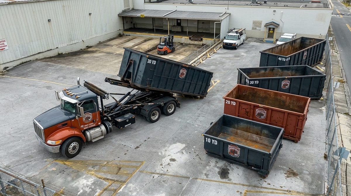 BrickCity Roll Off 10, 20, 30 and 40-yard containers in the company yard