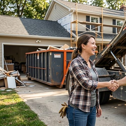 BrickCity Roll Off hauls the dumpster away